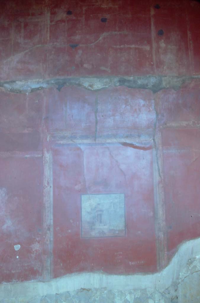 II.2 Herculaneum, 7th August 1976. Looking towards north wall with a central landscape painting.
Photo courtesy of Rick Bauer, from Dr George Fay’s slides collection.